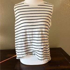 Striped Sleeveless Top - Navy or Black and White